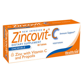 Boîte de pastilles Zincovit-C de HealthAid, 60 comprimés orange