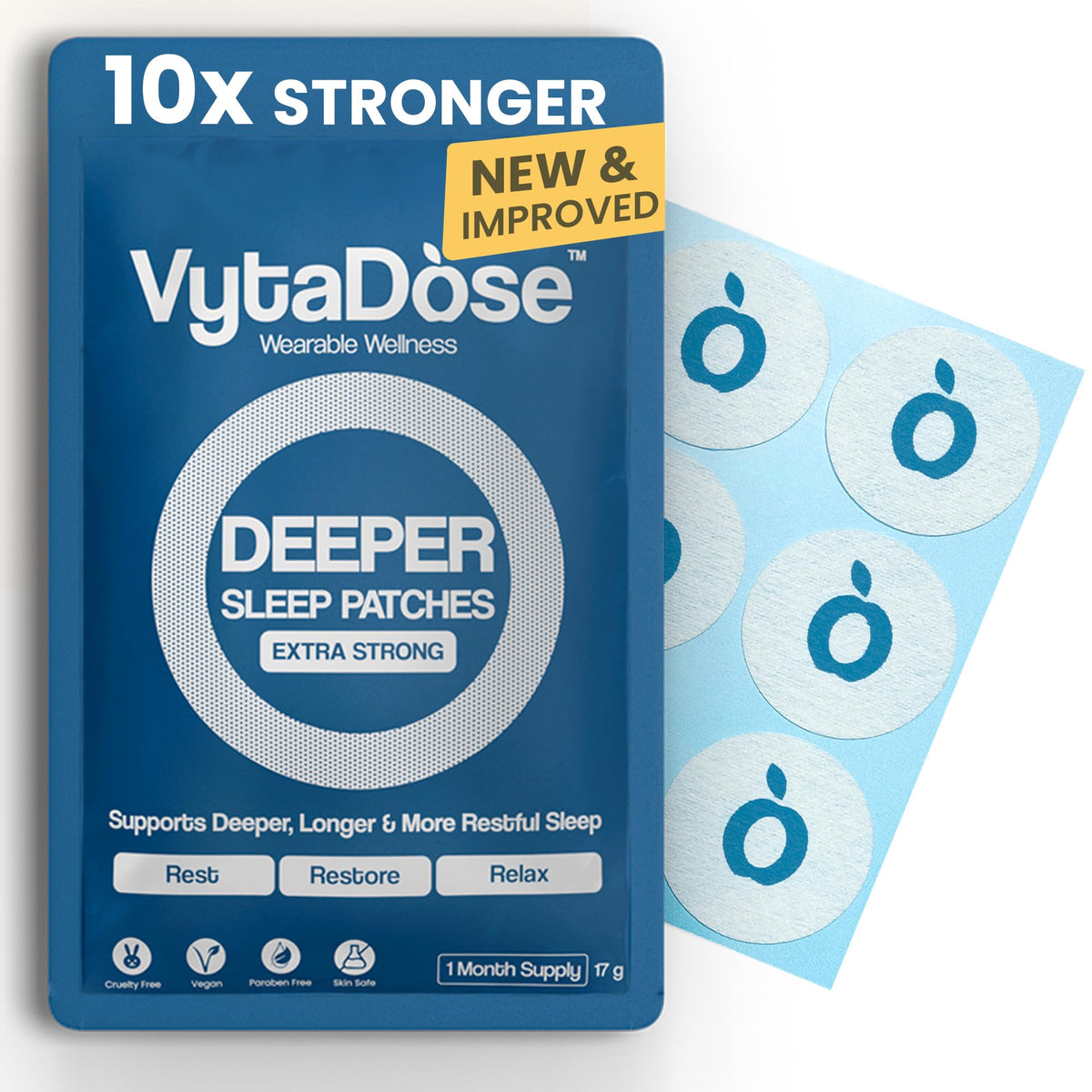 Boîte de patches Vytadose de sommeil profond 10mg Melatonine vue de face