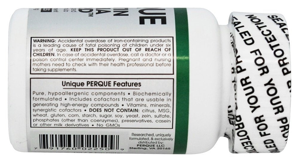 Boîte de PERQUE Hematin Anemia Guard 100 comprimés sur fond blanc