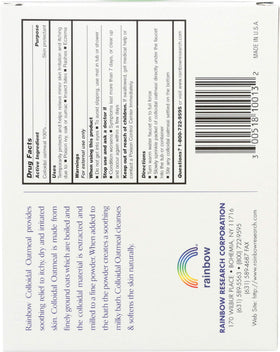 Boîte de Poudre de Bain d'Avoine Colloïdale Rainbow Research vue de côté