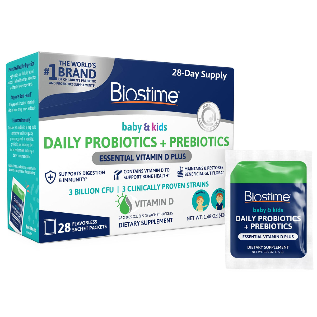 Boîte de probiotiques Biostime pour enfants avec 28 sachets