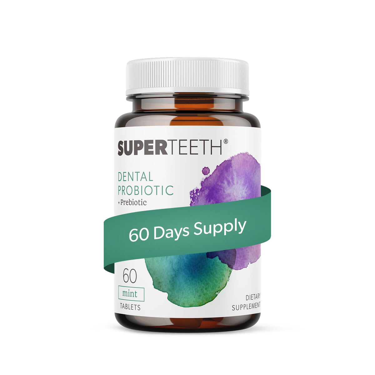 Boîte de probiotiques oraux SUPER TEETH goût menthe vue de face