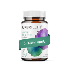 Boîte de probiotiques oraux SUPER TEETH goût menthe vue de face