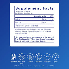 Boîte de Pure Encapsulations Acide R-Lipoïque avec étiquettes
