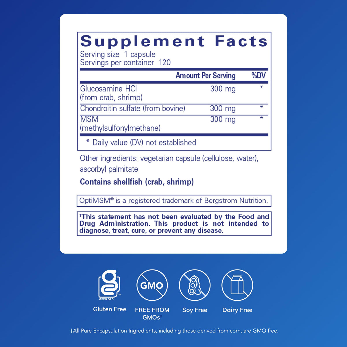 Boîte de Pure Encapsulations Glucosamine Chondroitin avec étiquette