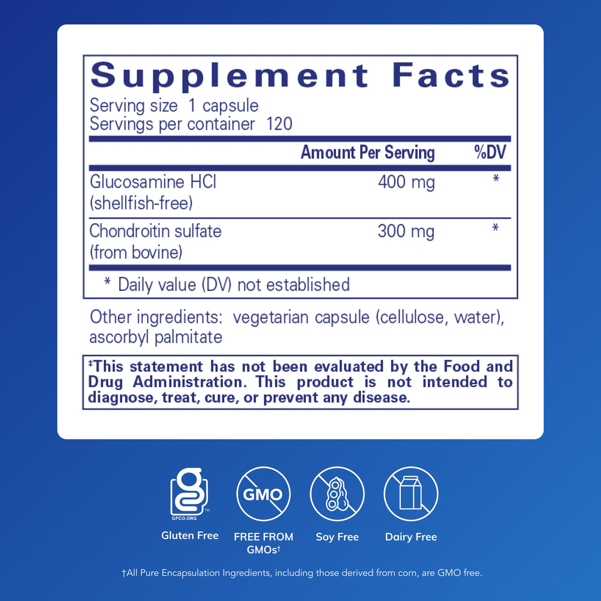 Boîte de Pure Encapsulations Glucosamine HCl Chondroitin 120 Capsules