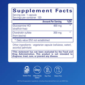 Boîte de Pure Encapsulations Glucosamine HCl Chondroitin 120 Capsules