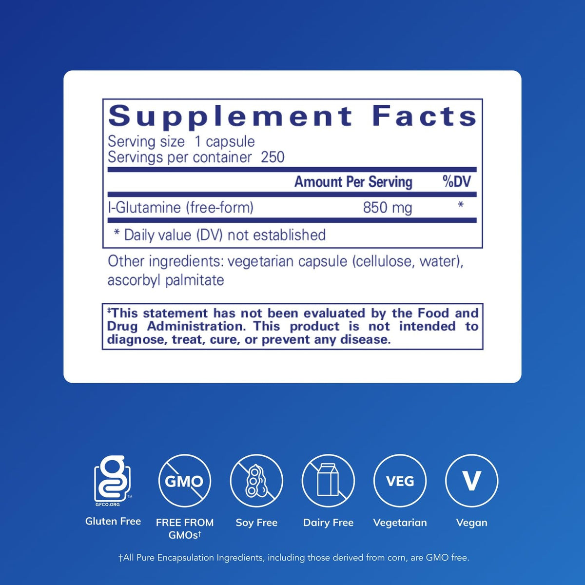Boîte de Pure Encapsulations L-Glutamine avec capsules