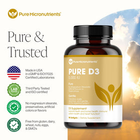 Boîte de Pure Micronutrients D3 5000 IU contenant 90 capsules mini