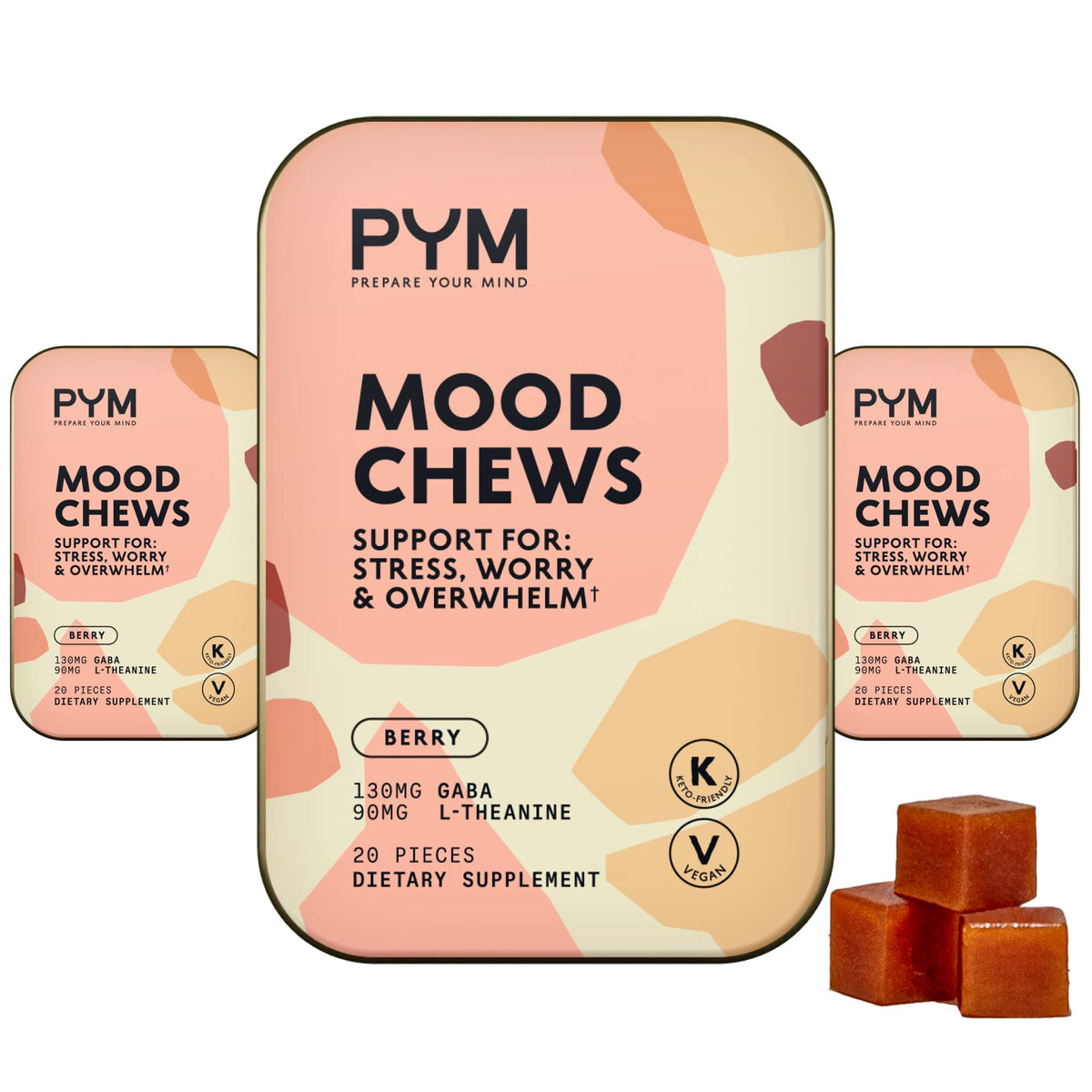 Boîte de PYM Berry Mood Chews vue de face avec 60 gommes
