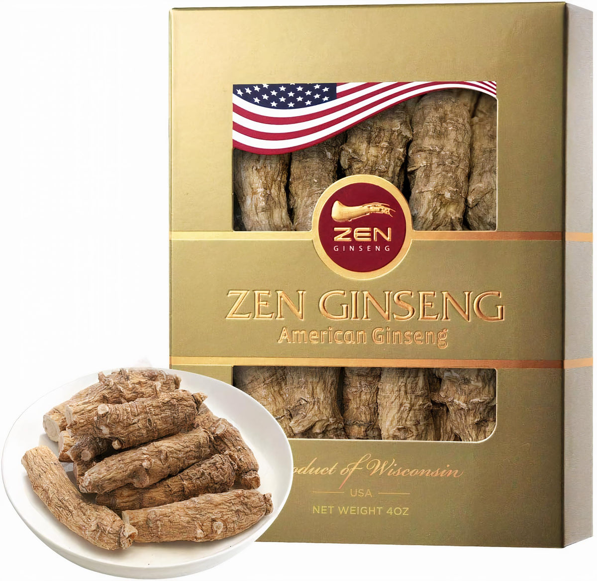 Boîte de racine de ginseng américain Zen Ginseng 159g vue de face