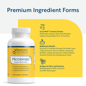 Boîte de Researched Nutritionals Microbinate sur fond blanc