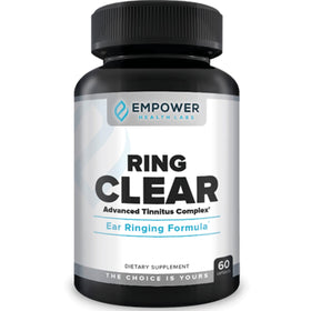Boîte de Ring Clear d'Empower Health Labs, vue de face avec étiquette et ingrédients