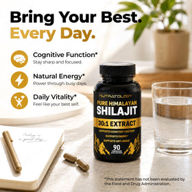 Boîte de Shilajit Nutratology ouverte avec capsules visibles
