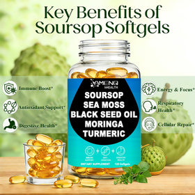 Boîte de Soursop 10 en 1 AMENQ hHEALTH, étiquette visible