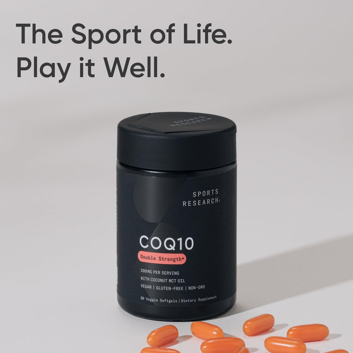 Boîte de Sports Research CoQ10 200mg ouverte