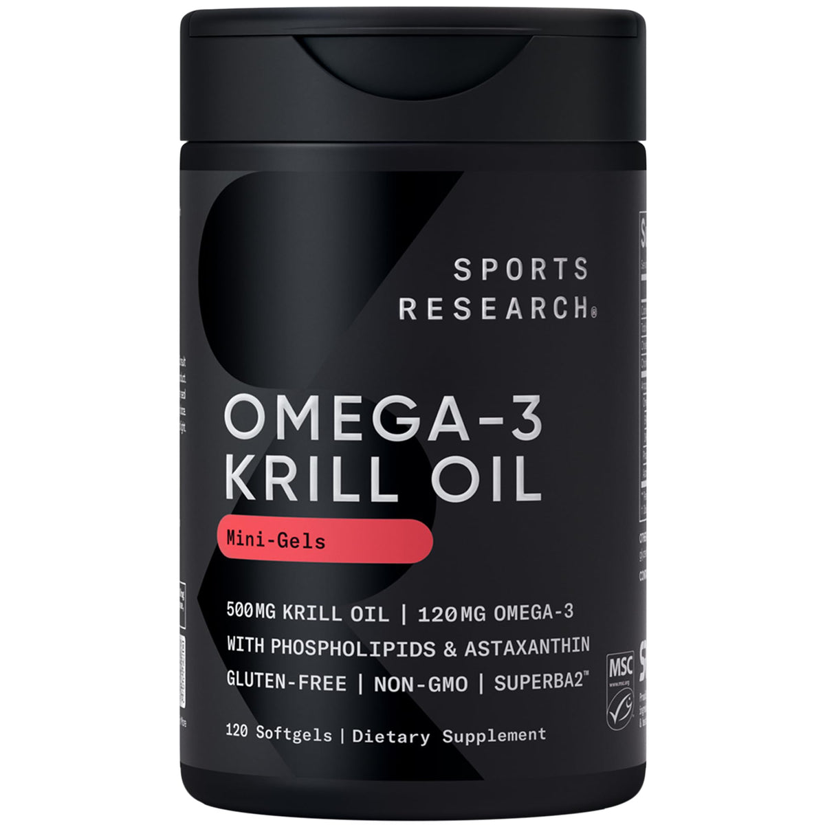 Boîte de Sports Research Huile de Krill Antarctique 500mg vue de face