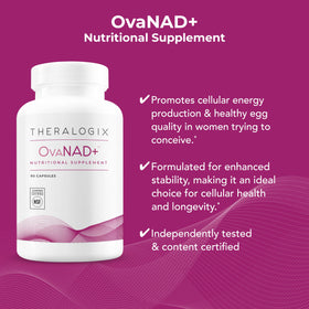 Boîte de Theralogix OvaNAD+ 100g sur fond blanc