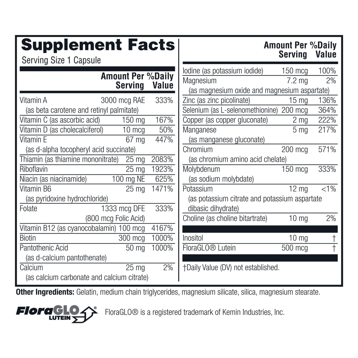Boîte de Twinlab Multivitamines ouverte avec capsules