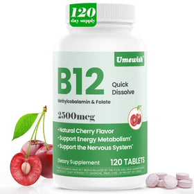 Boîte de UMEWISH B12 Methylcobalamine 2500 mcg avec 120 tablettes
