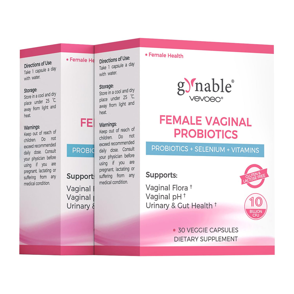 Boîte de Vevoec Gynable Probiotiques Vaginales 30 Capsules