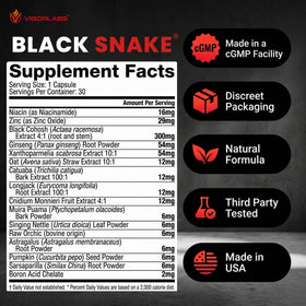 Boîte de Vigor Labs Black Snake 30 Capsules ouverte