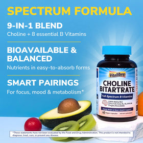 Boîte de Vitalibre Choline Bitartrate 300mg avec gélules
