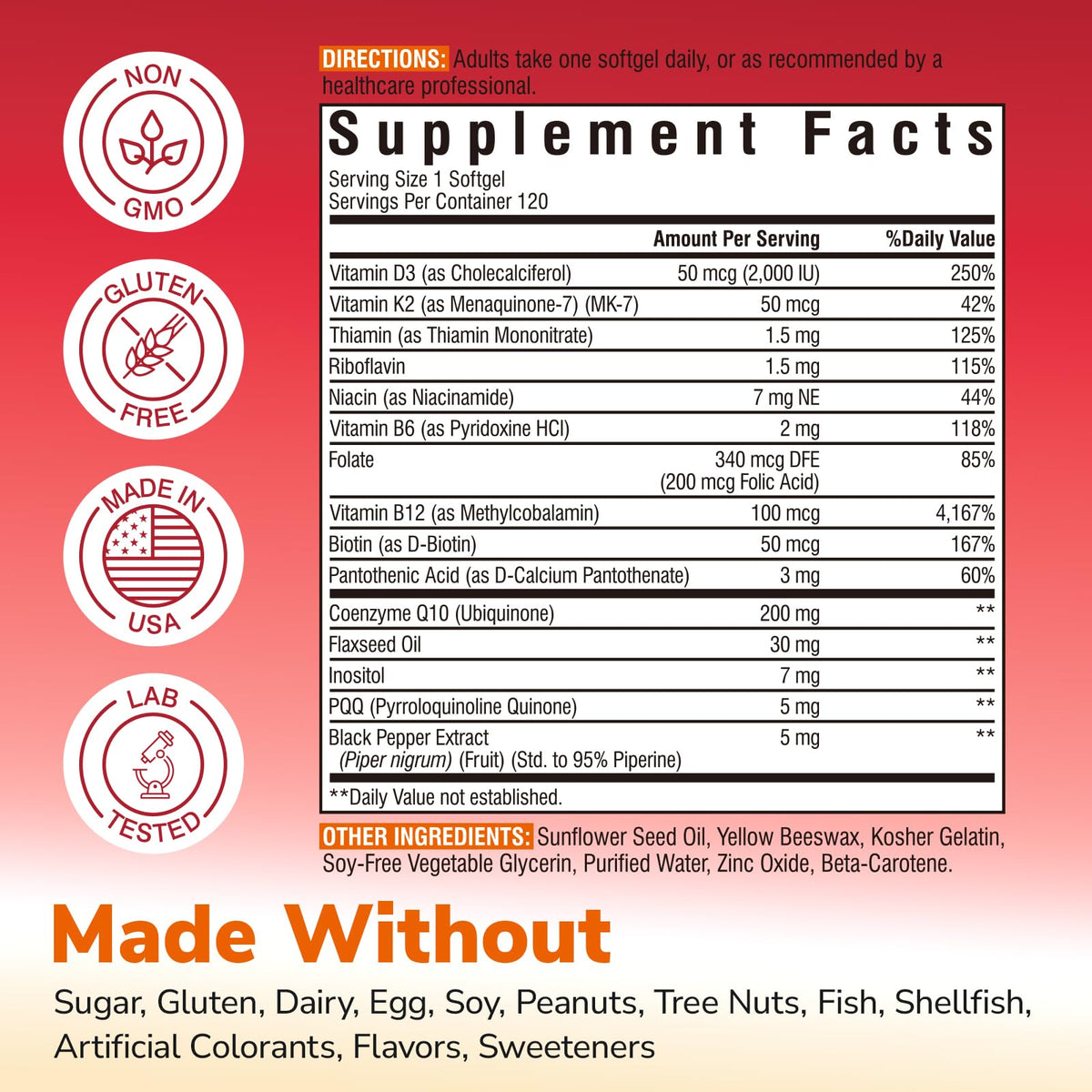 Boîte de Vitalibre CoQ10 200mg avec informations nutritionnelles