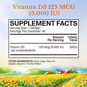 Boîte de Vitalitown Vitamine D3 125 mcg avec étiquette