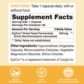 Boîte de Vitamin World EpiCor 500 mg avec capsules à l'intérieur