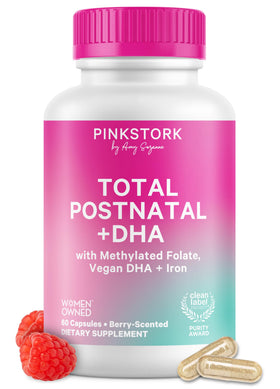 Boîte de vitamines postnatales Pink Stork 60 capsules, vue de face