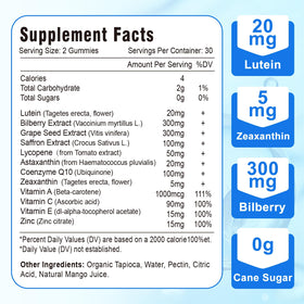 Boîte de VZOXAINS Gummies de Luthéine et Zéaxanthine ouverte
