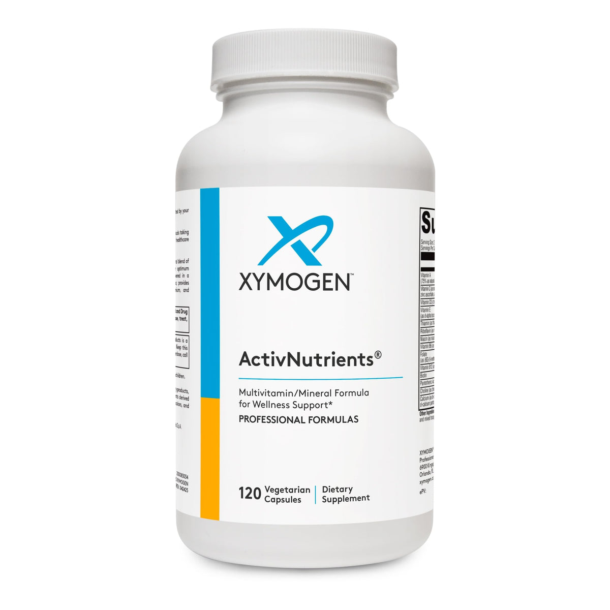 Boîte de XYMOGEN ActivNutrients vue de face avec 120 comprimés