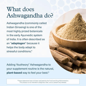 Boîte de Youtheory Ashwagandha 1 000 mg ouverte