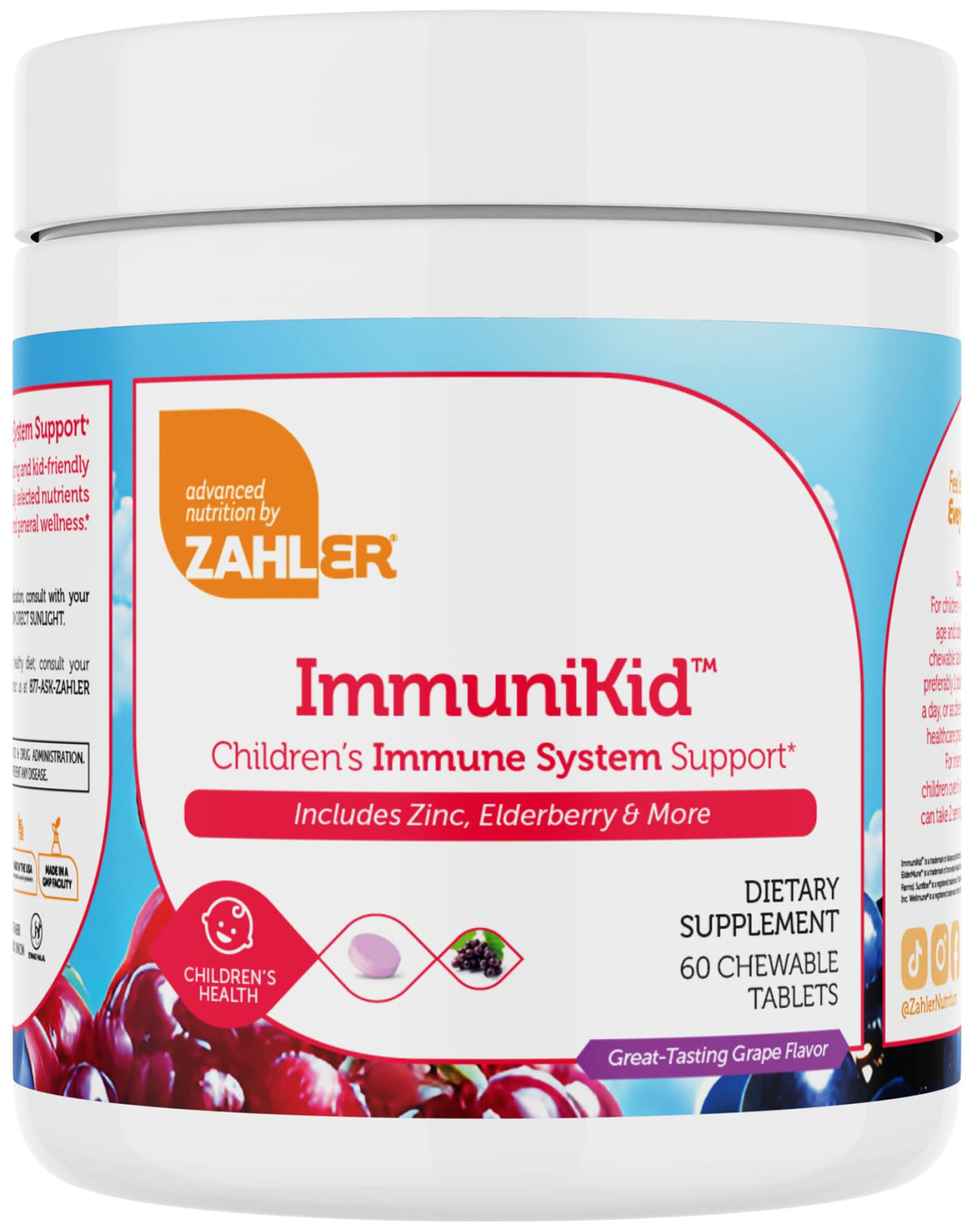 Boîte de Zahler Complément Alimentaire Enfant avec informations nutritionnelles