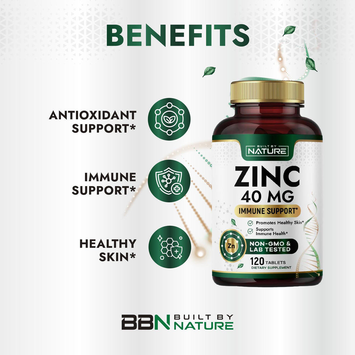 Boîte de Zinc 40 mg de Built By Nature, vue de côté