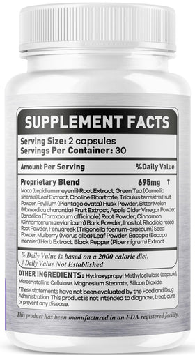 Boîte des Capsules Balance Blends d'OVICIA montrant les ingrédients