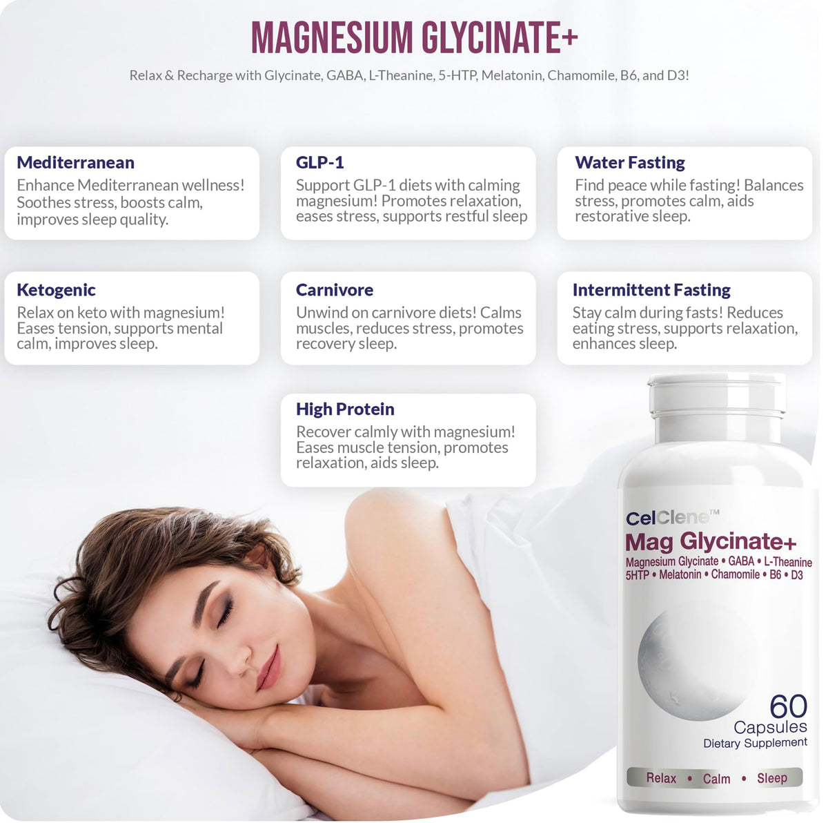 Boîte des capsules CELCLENE Magnésium Glycinate+