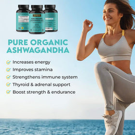 Boîte des capsules d'Ashwagandha bio Warrior Strong Wellness ouverte