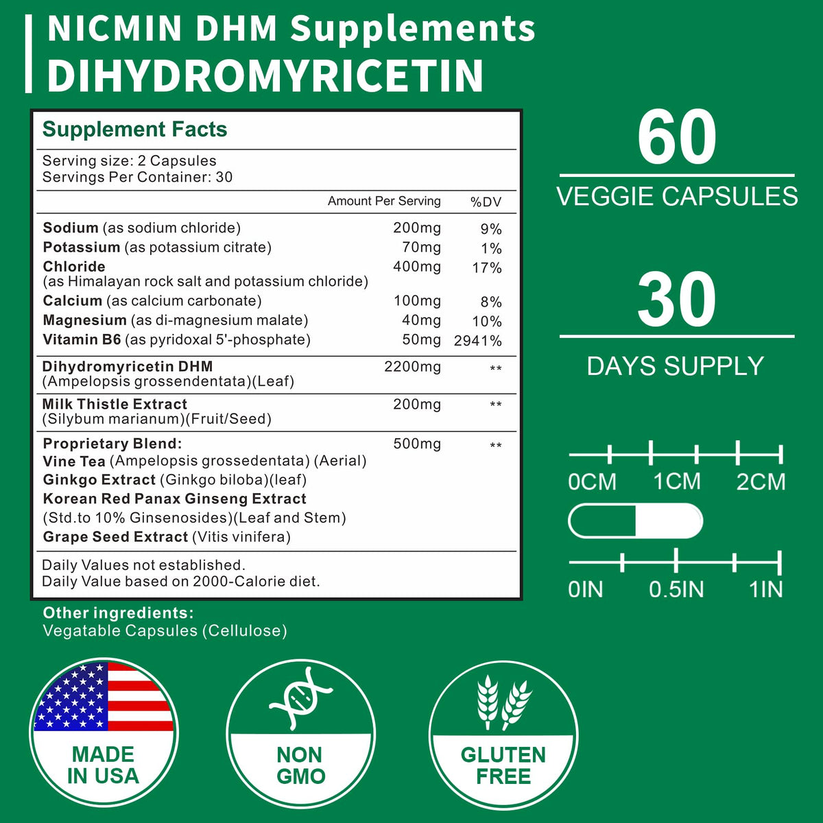 Boîte des compléments NICMIN DHM 2200MG vue latérale
