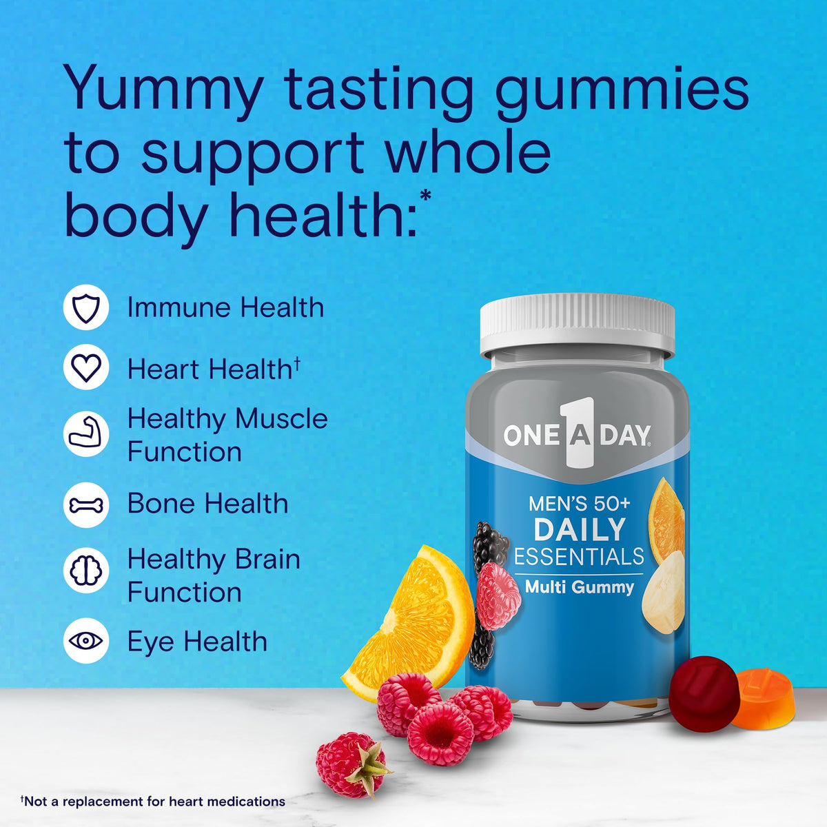 Boîte des gélifiés multivitaminés ONE A DAY 50+ avec label