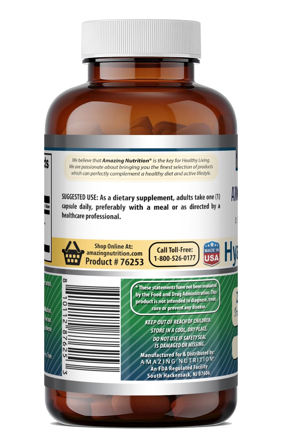 Boîte des gélules d'acide hyaluronique Amazing Nutrition ouverte