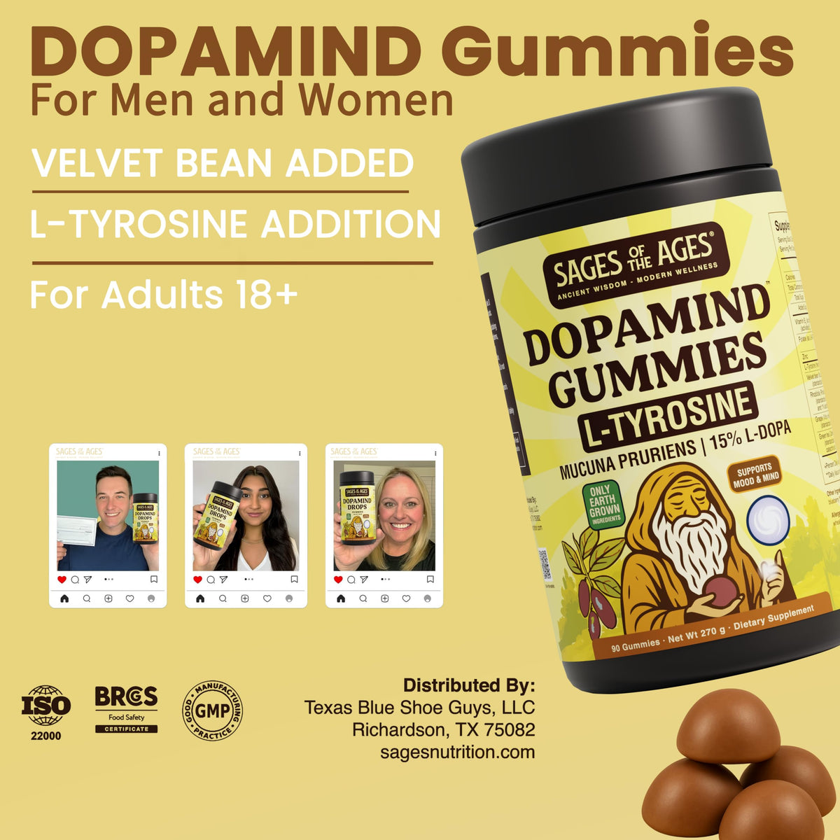 Boîte des Gummies L-Tyrosine Sages Of The Ages ouverte