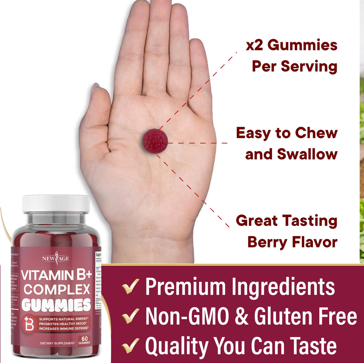 Boîte des gummies NEW AGE avec nutrition affichée