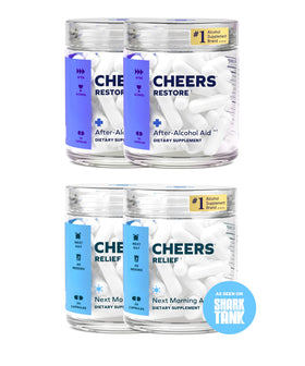 Boîte du combo Cheers R&R avec capsules de récupération et soulagement