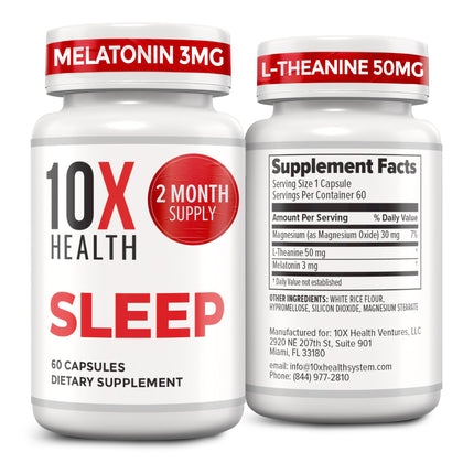 Boîte du complément alimentaire sommeil 10X Health System avec 60 capsules