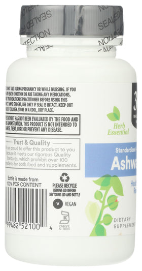 Boîte du complément Ashwagandha avec dimensions 9,9 × 5 × 4,7 cm