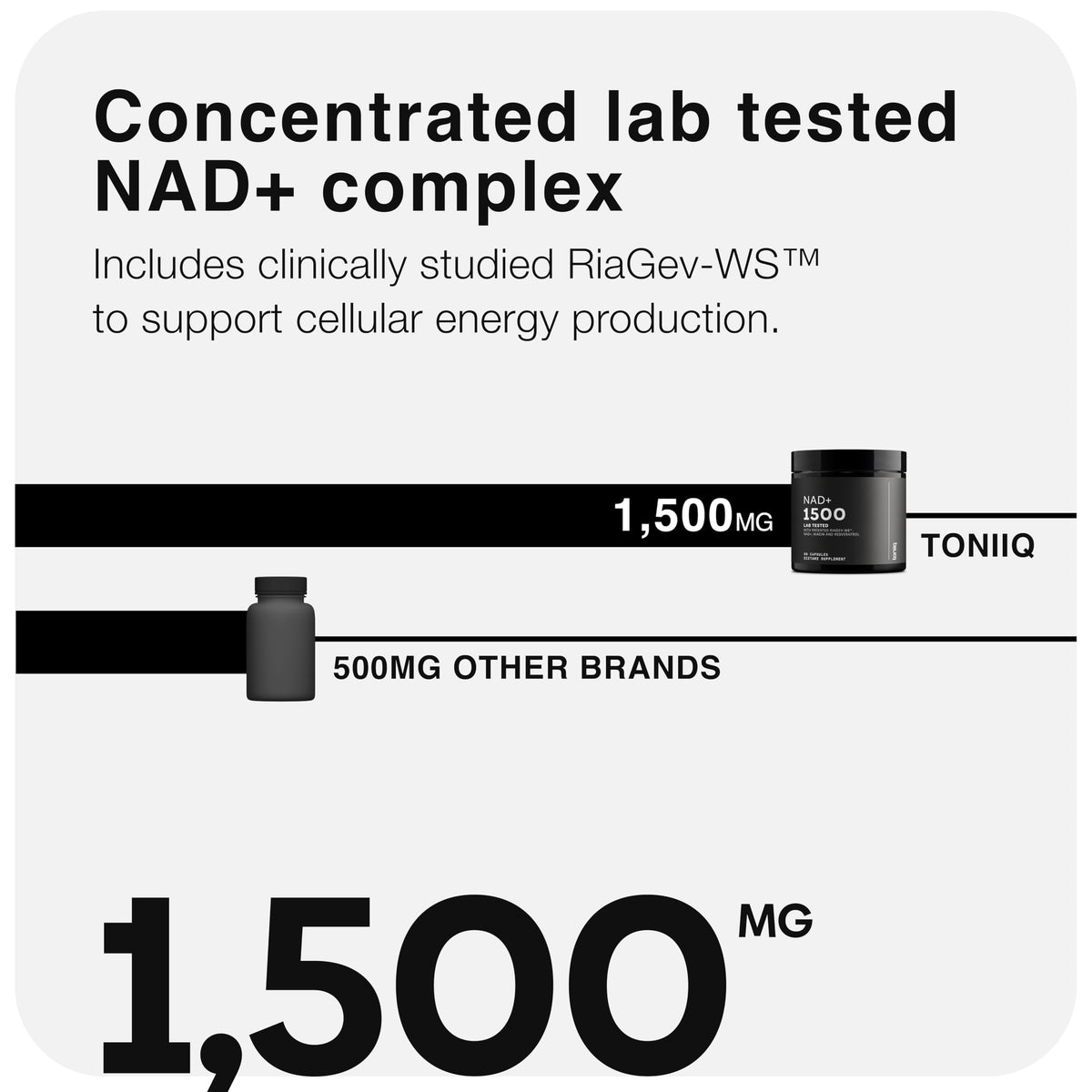 Boîte du complément Toniiq NAD+ Liposomal 1500mg, vue latérale
