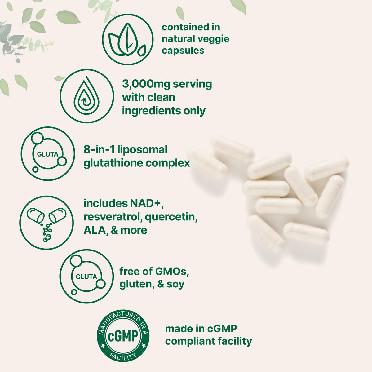 Boîte du complexe liposomal de glutathione 3000mg de Micro Ingredients, vue latérale