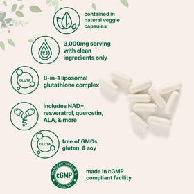 Boîte du complexe liposomal de glutathione 3000mg de Micro Ingredients, vue latérale
